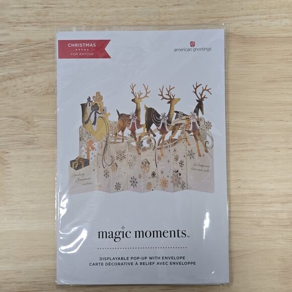 american greetings Magic Moments Reindeer Sleigh Display Pop-Up Christmas Card - Picture 2 of 4